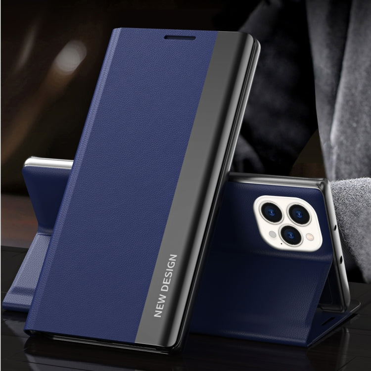 For iPhone 13 Pro Max Side Electroplated Magnetic Ultra-Thin Horizontal Flip Leather Case with Holder