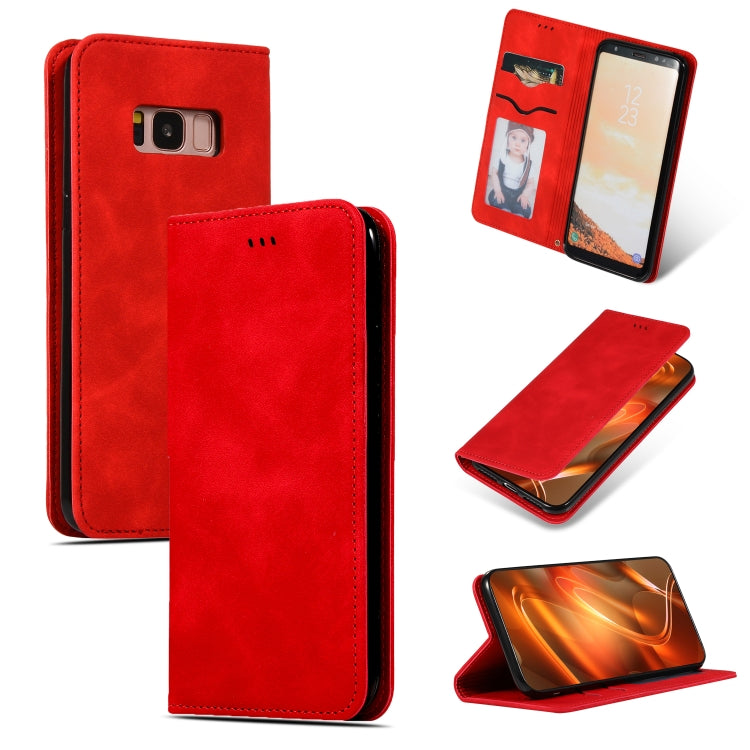 Retro Skin Feel Business Magnetic Horizontal Flip Leather Case for Galaxy S8