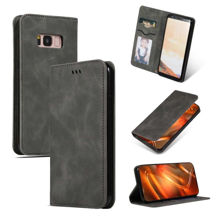 Retro Skin Feel Business Magnetic Horizontal Flip Leather Case for Galaxy S8