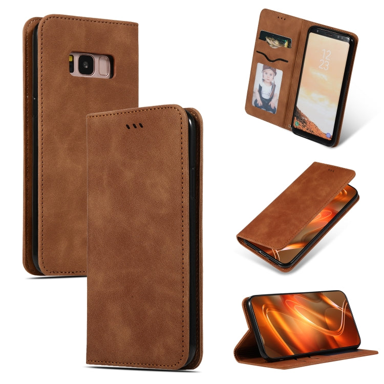 Retro Skin Feel Business Magnetic Horizontal Flip Leather Case for Galaxy S8