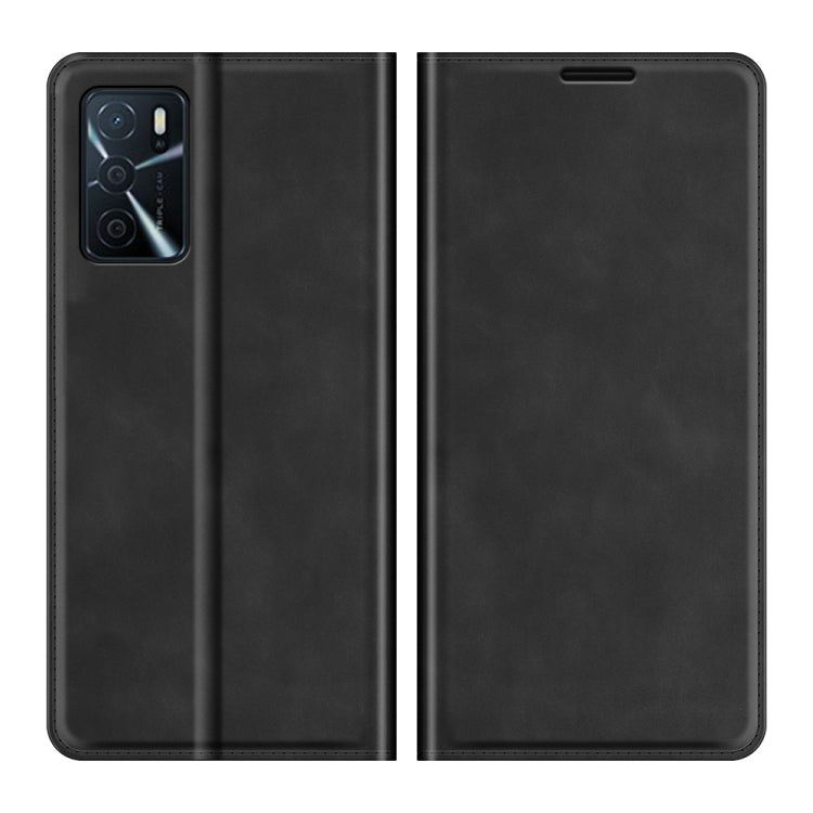 For OPPO A16 Retro-skin Business Magnetic Suction Leather Case with Holder & Card Slots & Wallet