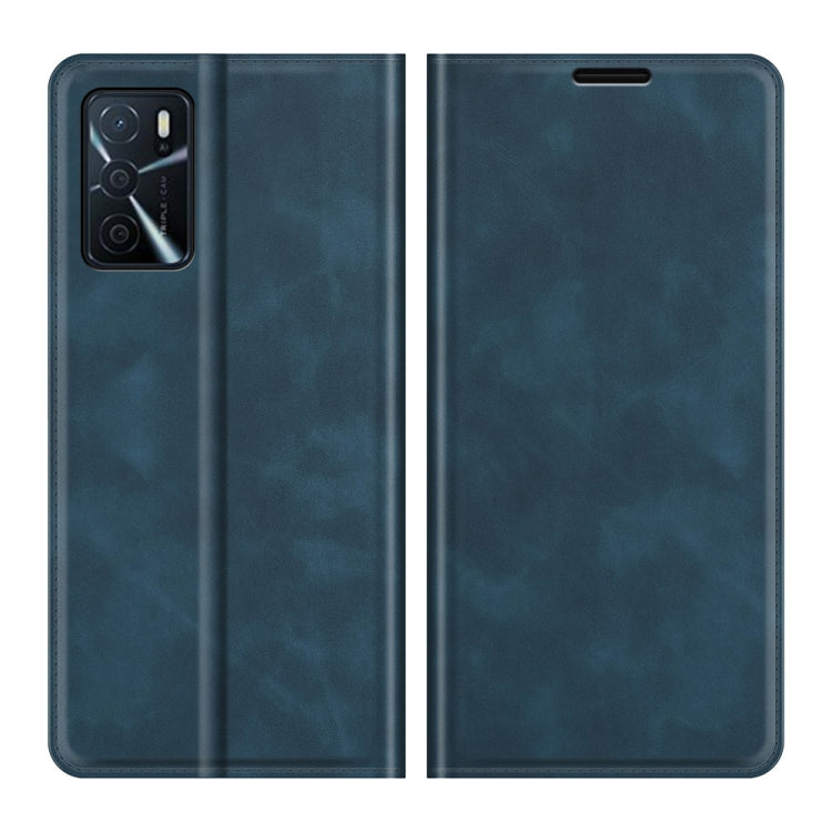 For OPPO A16 Retro-skin Business Magnetic Suction Leather Case with Holder & Card Slots & Wallet