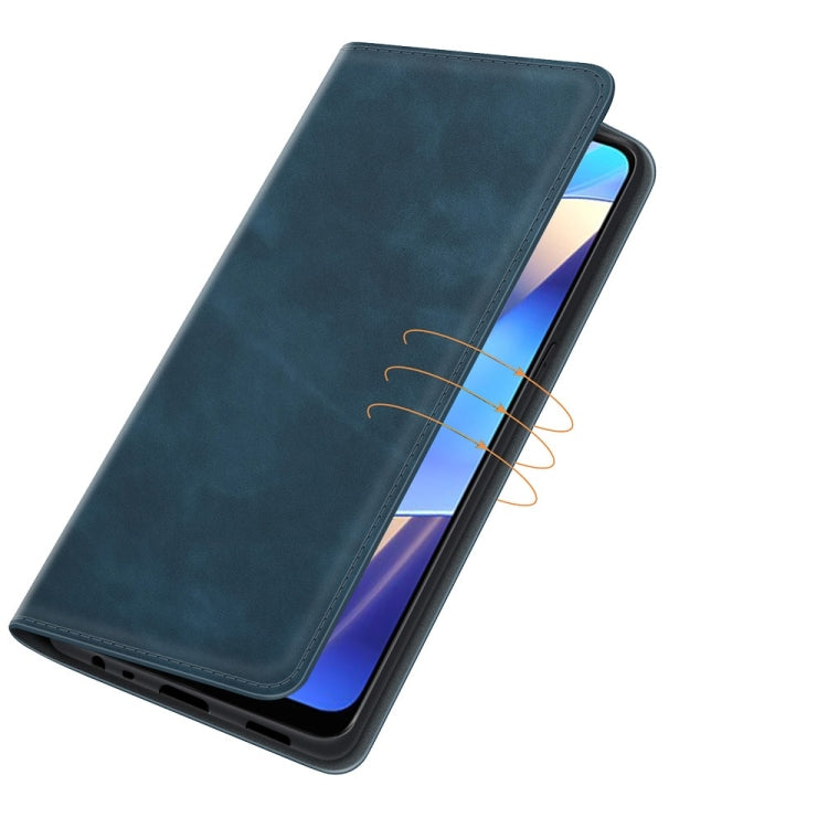 For OPPO A16 Retro-skin Business Magnetic Suction Leather Case with Holder & Card Slots & Wallet