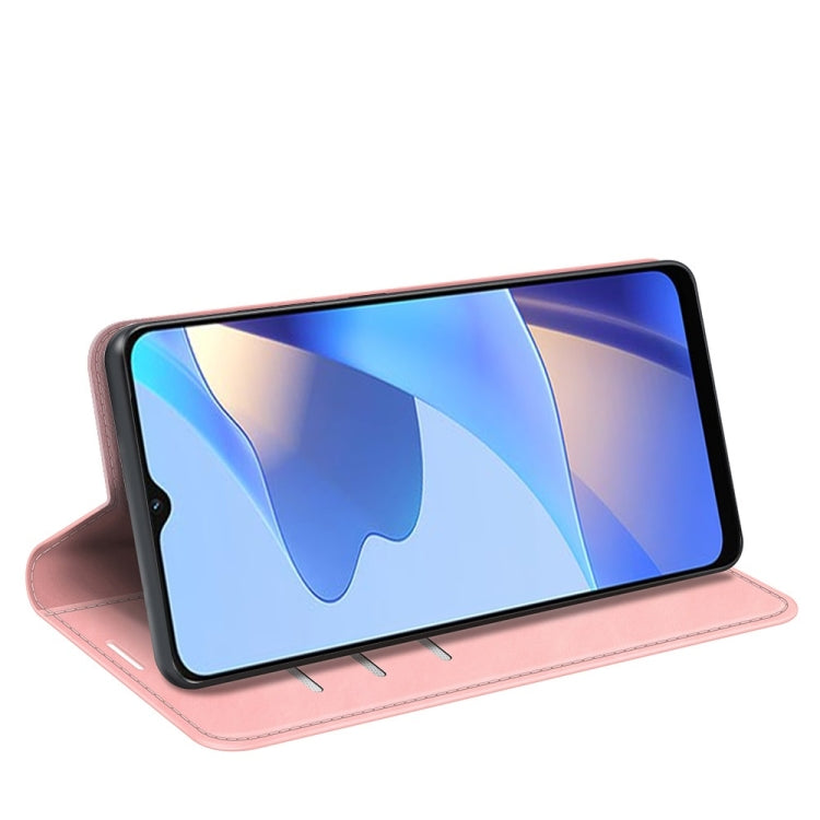 For OPPO A16 Retro-skin Business Magnetic Suction Leather Case with Holder & Card Slots & Wallet