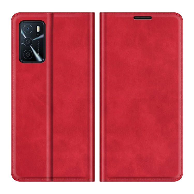 For OPPO A16 Retro-skin Business Magnetic Suction Leather Case with Holder & Card Slots & Wallet