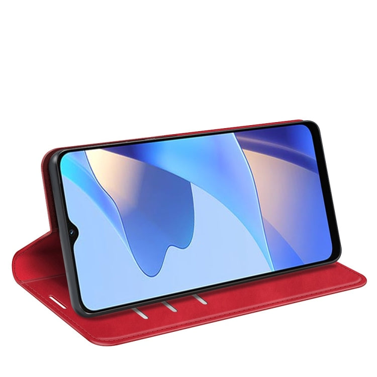 For OPPO A16 Retro-skin Business Magnetic Suction Leather Case with Holder & Card Slots & Wallet