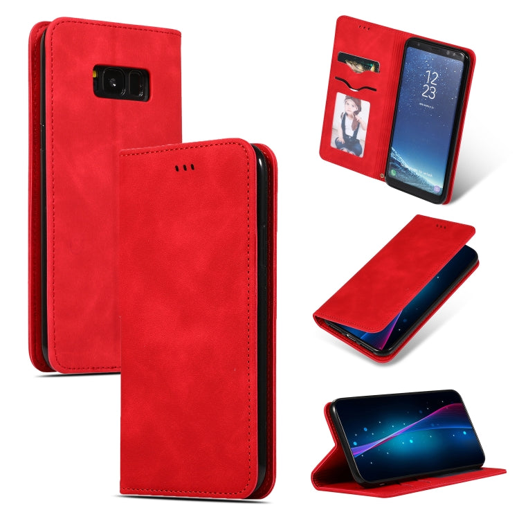 Retro Skin Feel Business Magnetic Horizontal Flip Leather Case for Galaxy S8+
