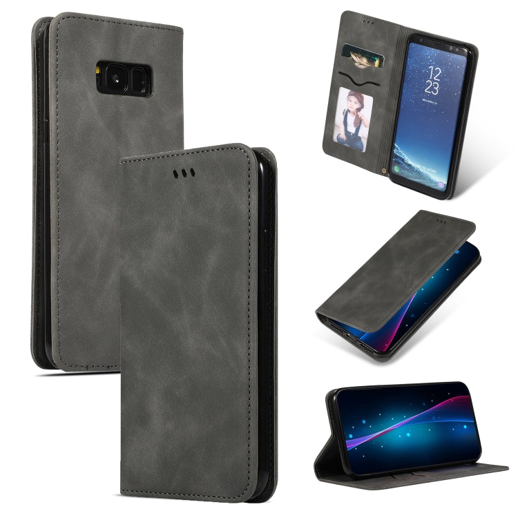 Retro Skin Feel Business Magnetic Horizontal Flip Leather Case for Galaxy S8+
