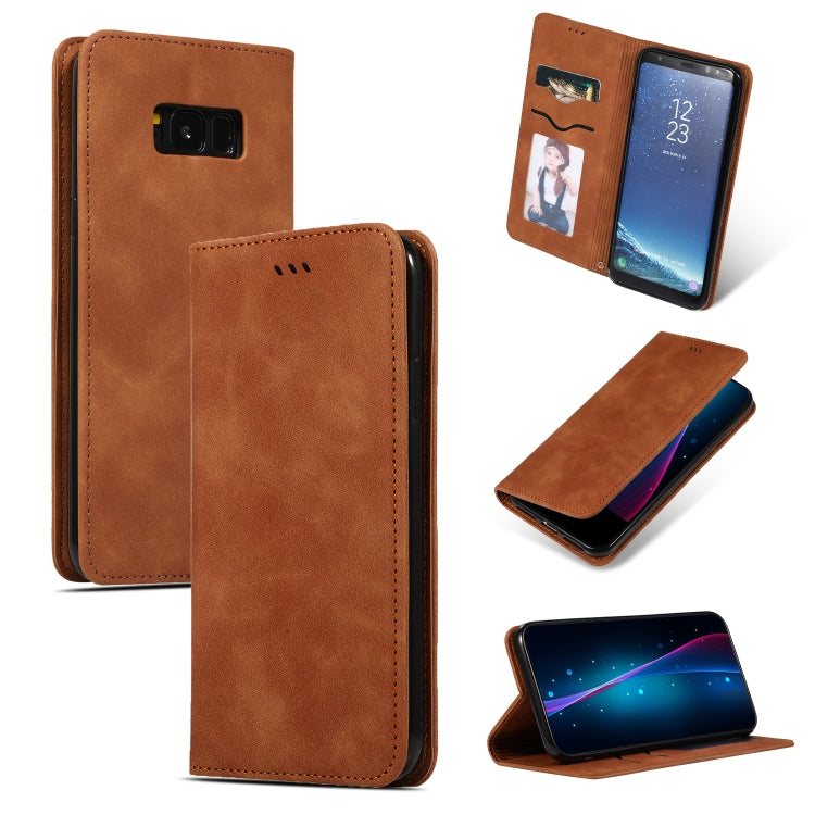 Retro Skin Feel Business Magnetic Horizontal Flip Leather Case for Galaxy S8+