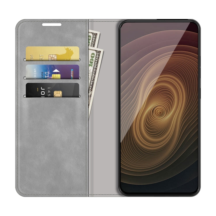 For ZTE Axon 20 5G Retro-skin Business Magnetic Suction Leather Case with Holder & Card Slots & Wallet
