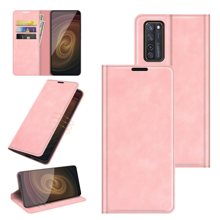 For ZTE Axon 20 5G Retro-skin Business Magnetic Suction Leather Case with Holder & Card Slots & Wallet