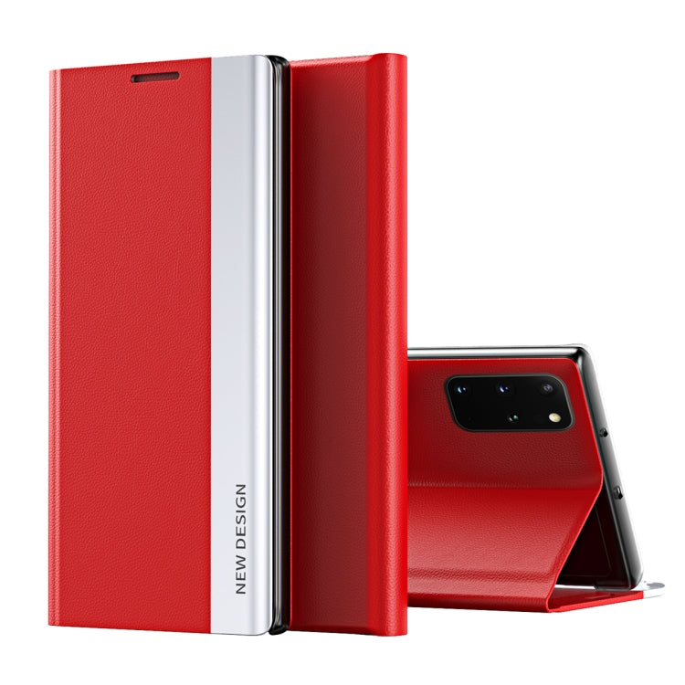 For Samsung Galaxy Note20 Side Electroplated Magnetic Ultra-Thin Horizontal Flip Leather Case with Holder