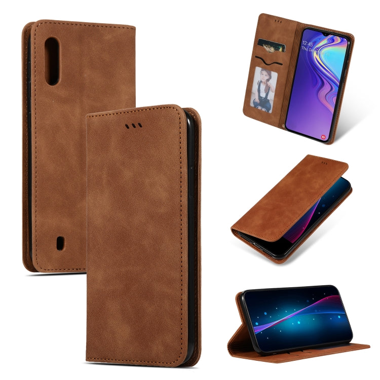Retro Skin Feel Business Magnetic Horizontal Flip Leather Case for Galaxy M10