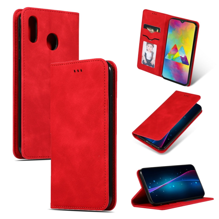 Retro Skin Feel Business Magnetic Horizontal Flip Leather Case for Samsung Galaxy M20