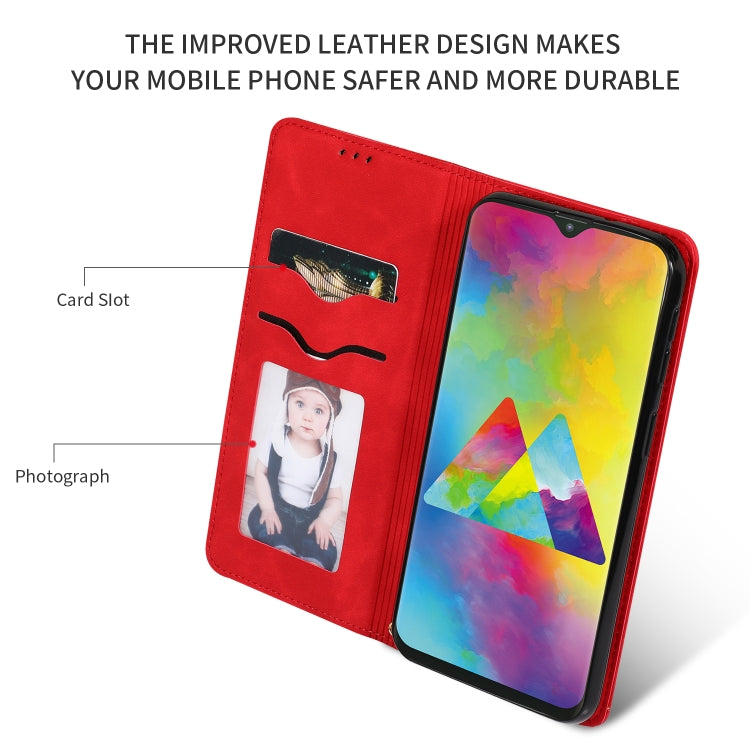 Retro Skin Feel Business Magnetic Horizontal Flip Leather Case for Samsung Galaxy M20