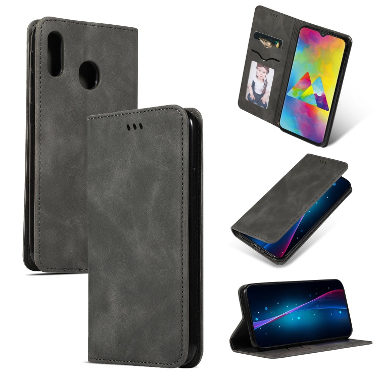 Retro Skin Feel Business Magnetic Horizontal Flip Leather Case for Samsung Galaxy M20