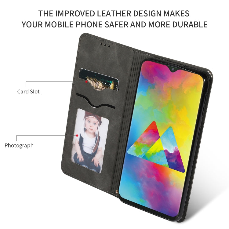 Retro Skin Feel Business Magnetic Horizontal Flip Leather Case for Samsung Galaxy M20