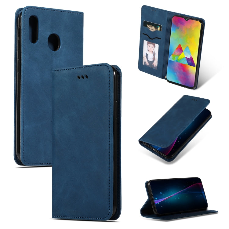 Retro Skin Feel Business Magnetic Horizontal Flip Leather Case for Samsung Galaxy M20