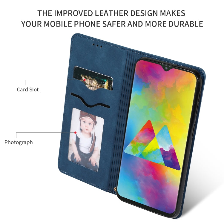 Retro Skin Feel Business Magnetic Horizontal Flip Leather Case for Samsung Galaxy M20