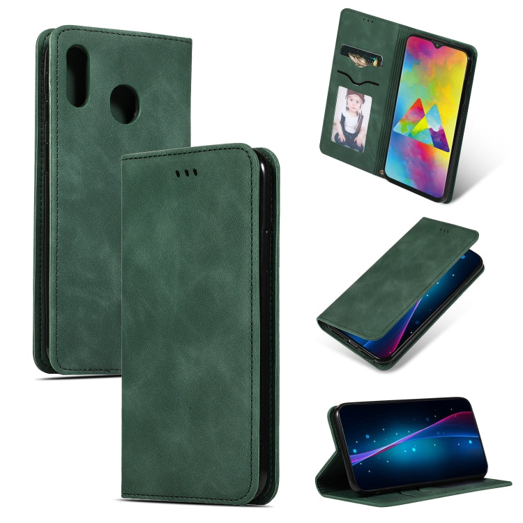 Retro Skin Feel Business Magnetic Horizontal Flip Leather Case for Samsung Galaxy M20