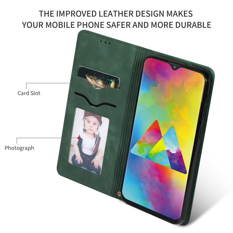 Retro Skin Feel Business Magnetic Horizontal Flip Leather Case for Samsung Galaxy M20