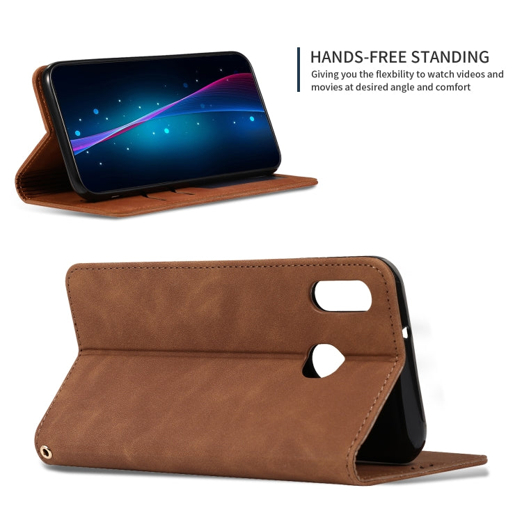 Retro Skin Feel Business Magnetic Horizontal Flip Leather Case for Samsung Galaxy M20