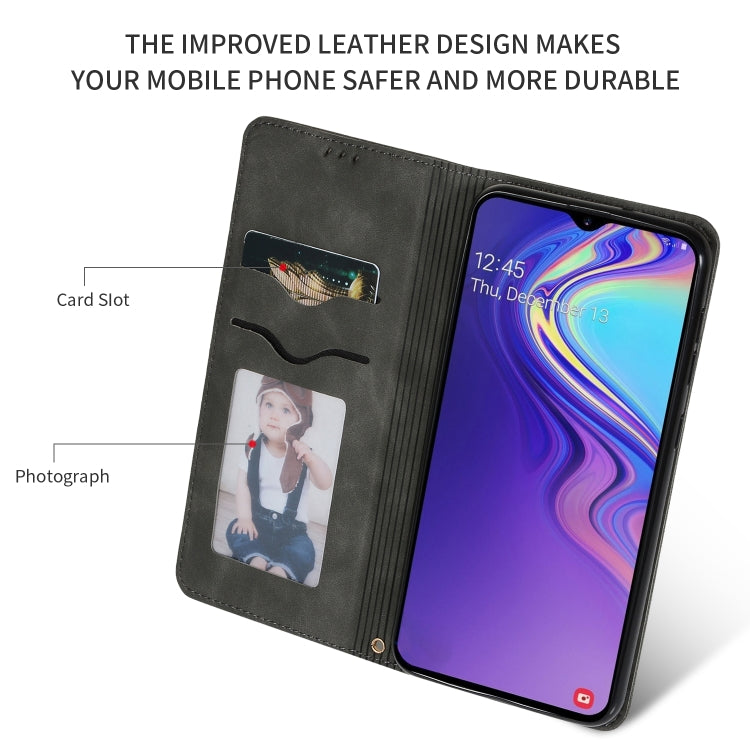 Retro Skin Feel Business Magnetic Horizontal Flip Leather Case for Samsung Galaxy A10