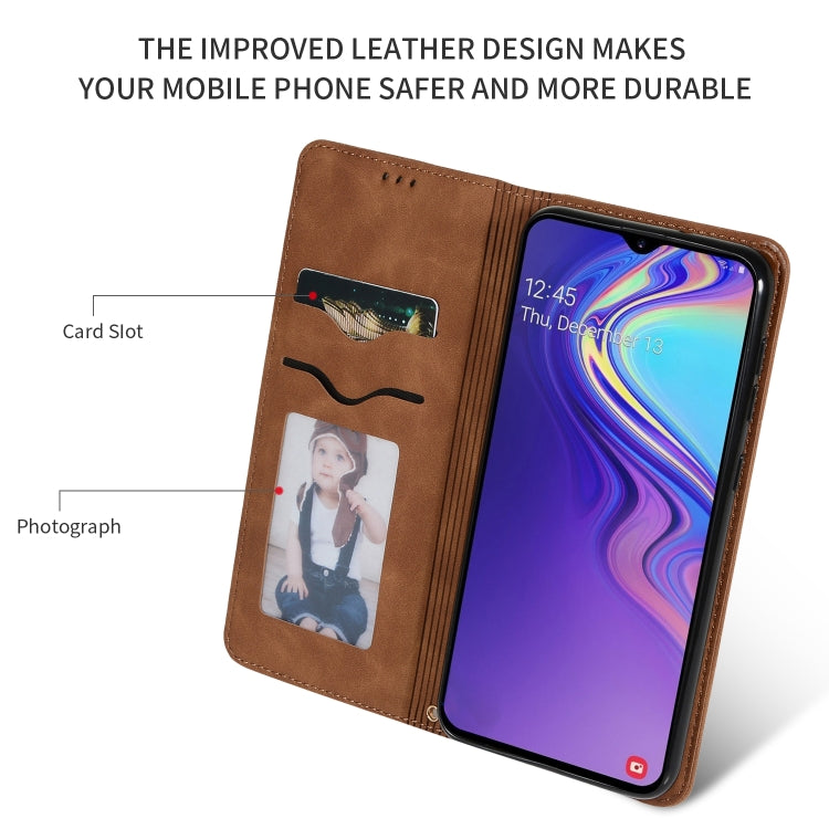 Retro Skin Feel Business Magnetic Horizontal Flip Leather Case for Samsung Galaxy A10