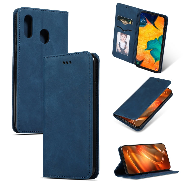 Retro Skin Feel Business Magnetic Horizontal Flip Leather Case for Samsung Galaxy A20 & A30