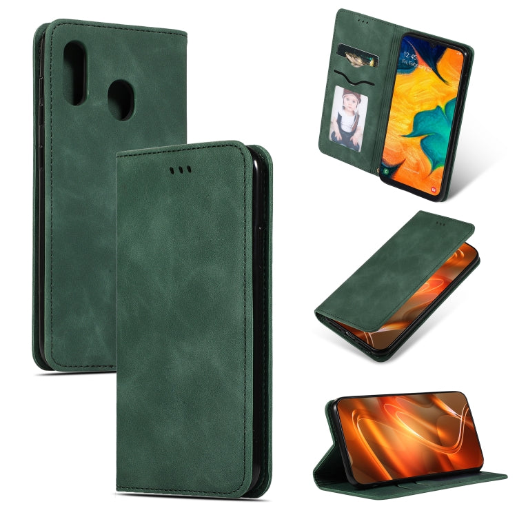 Retro Skin Feel Business Magnetic Horizontal Flip Leather Case for Samsung Galaxy A20 & A30