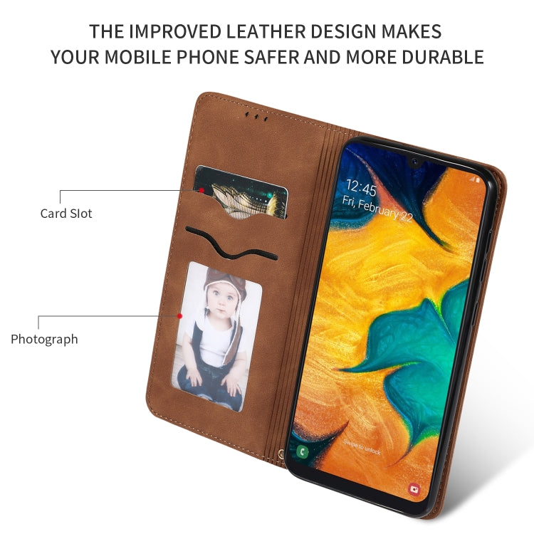 Retro Skin Feel Business Magnetic Horizontal Flip Leather Case for Samsung Galaxy A20 & A30