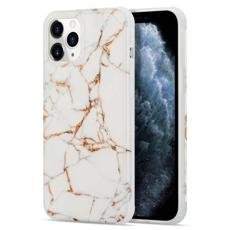 For iPhone 13 Pro Four Corners Shocproof Flow Gold Marble IMD Back Cover Case