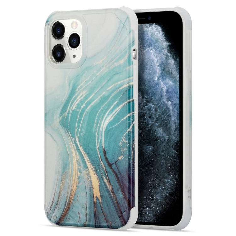 For iPhone 13 Pro Four Corners Shocproof Flow Gold Marble IMD Back Cover Case