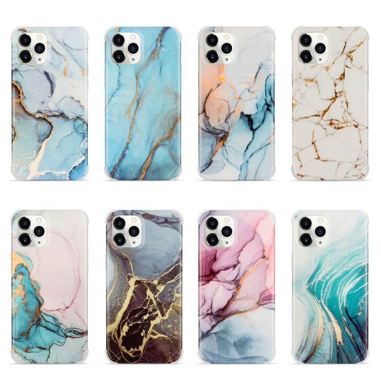 For iPhone 13 Pro Four Corners Shocproof Flow Gold Marble IMD Back Cover Case