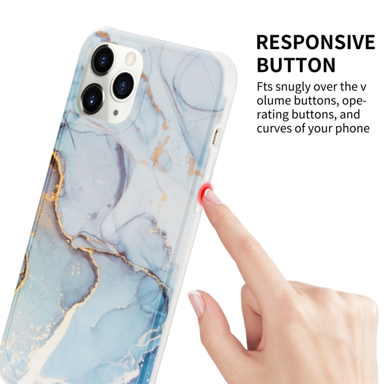For iPhone 13 Pro Four Corners Shocproof Flow Gold Marble IMD Back Cover Case