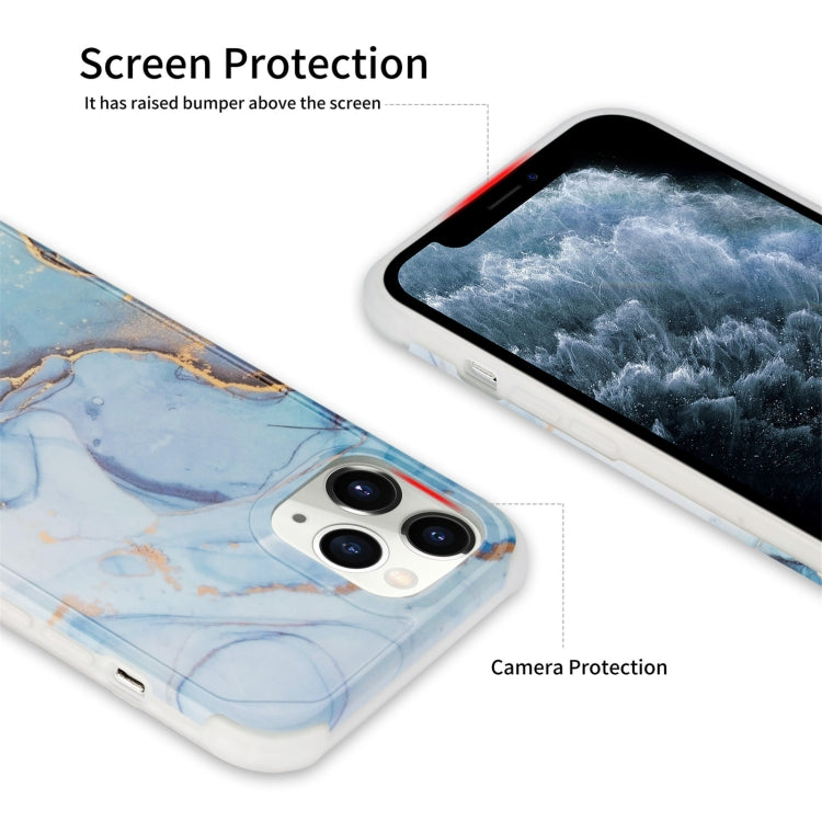 For iPhone 13 Pro Four Corners Shocproof Flow Gold Marble IMD Back Cover Case