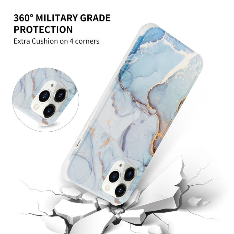 For iPhone 13 Pro Four Corners Shocproof Flow Gold Marble IMD Back Cover Case