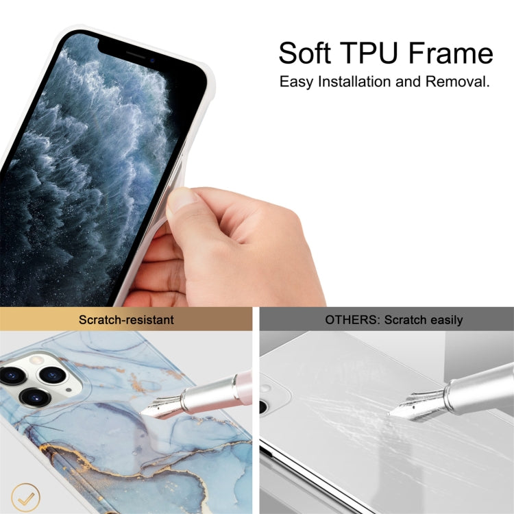 For iPhone 13 Pro Four Corners Shocproof Flow Gold Marble IMD Back Cover Case
