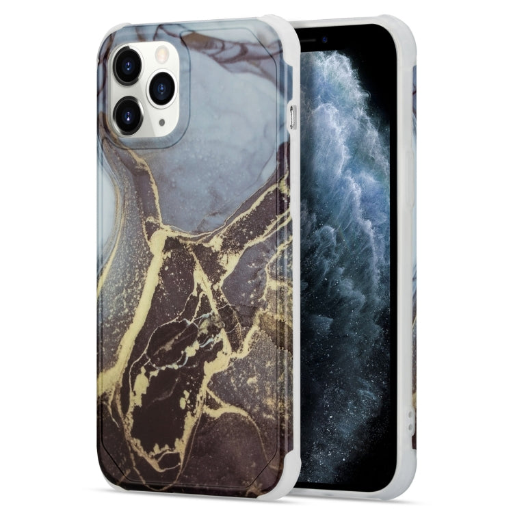 For iPhone 13 Four Corners Shocproof Flow Gold Marble IMD Back Cover Case