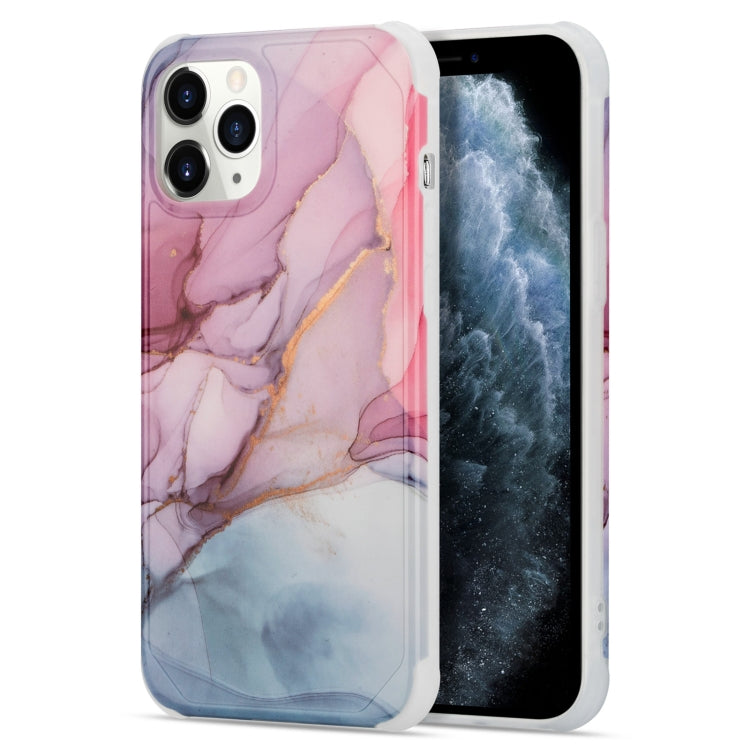 For iPhone 13 Four Corners Shocproof Flow Gold Marble IMD Back Cover Case