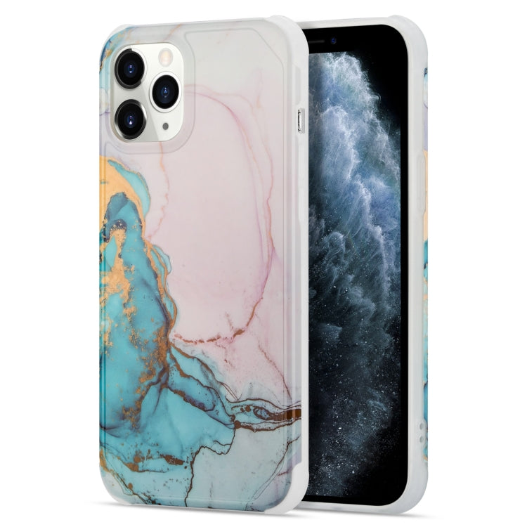 For iPhone 13 Four Corners Shocproof Flow Gold Marble IMD Back Cover Case