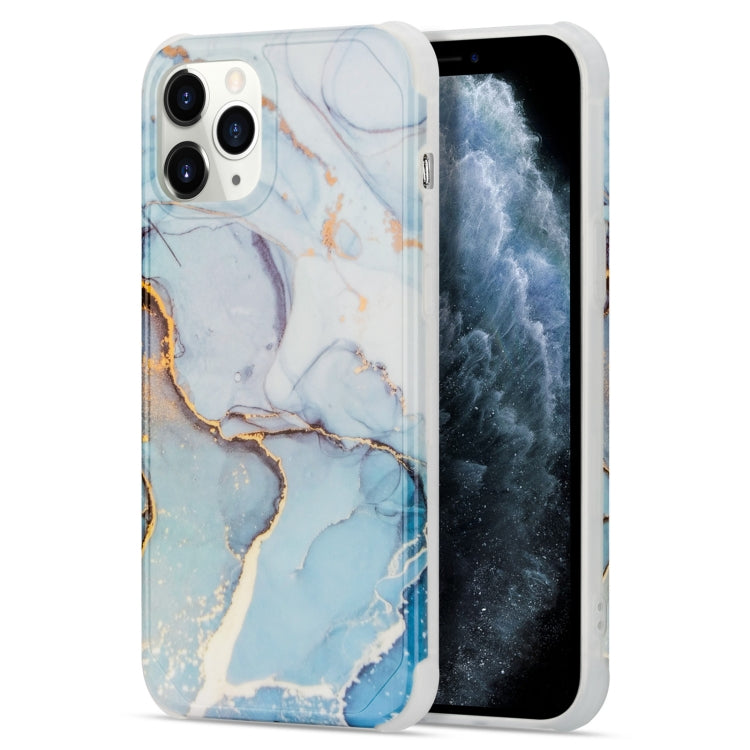 For iPhone 13 Four Corners Shocproof Flow Gold Marble IMD Back Cover Case