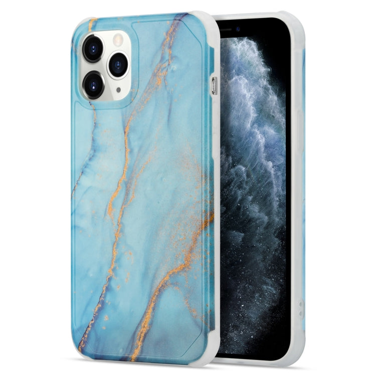 For iPhone 13 Four Corners Shocproof Flow Gold Marble IMD Back Cover Case