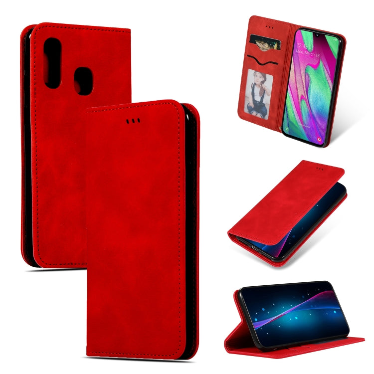 Retro Skin Feel Business Magnetic Horizontal Flip Leather Case for Samsung Galaxy A40