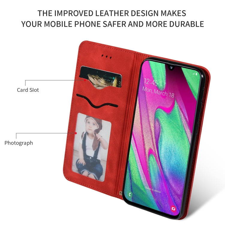 Retro Skin Feel Business Magnetic Horizontal Flip Leather Case for Samsung Galaxy A40