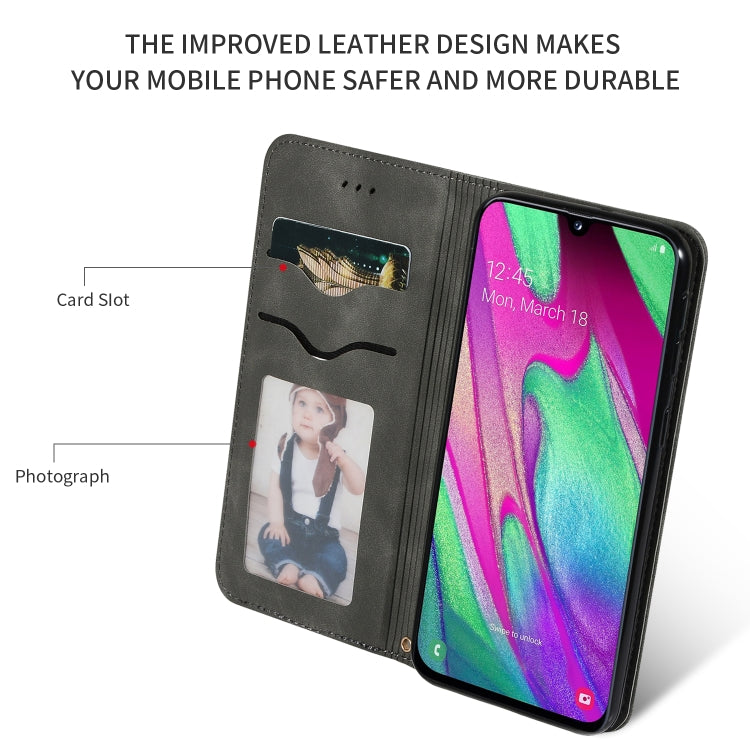 Retro Skin Feel Business Magnetic Horizontal Flip Leather Case for Samsung Galaxy A40