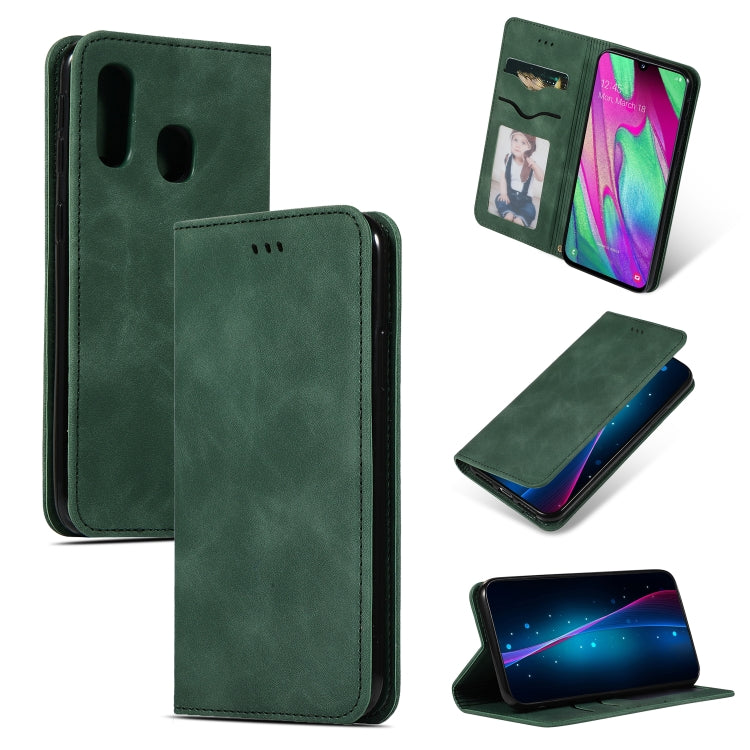 Retro Skin Feel Business Magnetic Horizontal Flip Leather Case for Samsung Galaxy A40