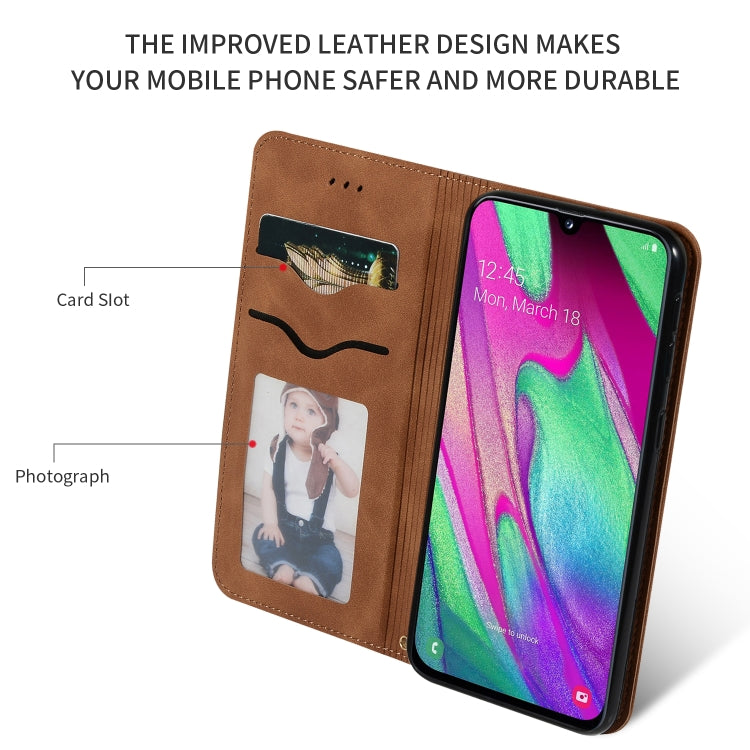 Retro Skin Feel Business Magnetic Horizontal Flip Leather Case for Samsung Galaxy A40