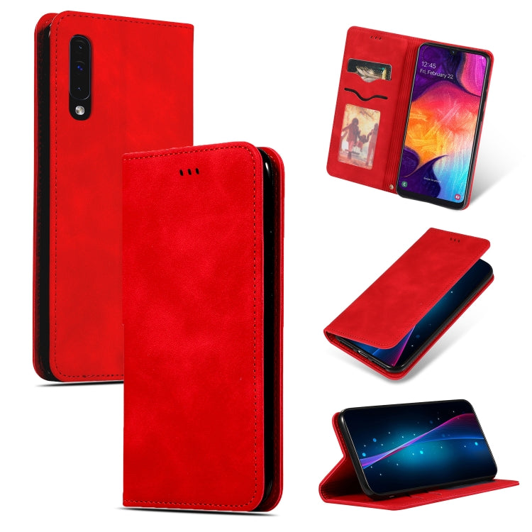 Retro Skin Feel Business Magnetic Horizontal Flip Leather Case for Galaxy A50/A30S/A505/A50S