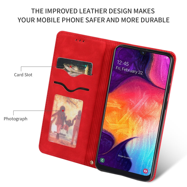 Retro Skin Feel Business Magnetic Horizontal Flip Leather Case for Galaxy A50/A30S/A505/A50S